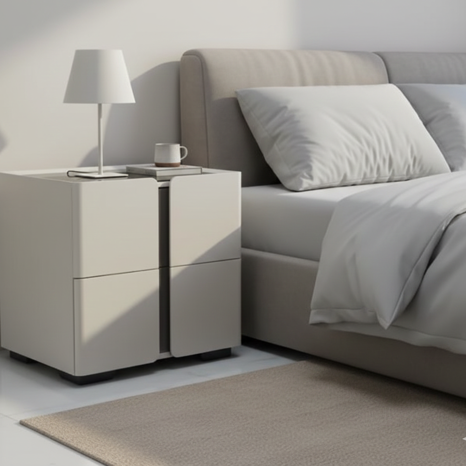 Aspen Bedside Table, Contemporary Nightstand with Drawer, Engineered Wood, Space-Saving Design, Bedroom Storage – White Oak