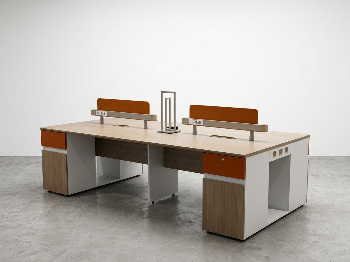 SQUIZ 4 person ( 4x8 ft ) Workstation with 4 built in sockets