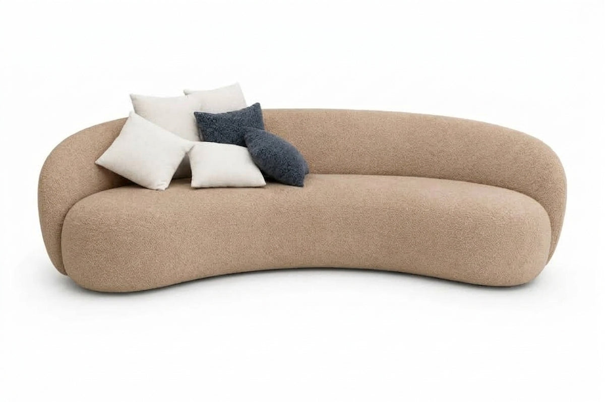 London Boucle Fabric C-Shape Sofa