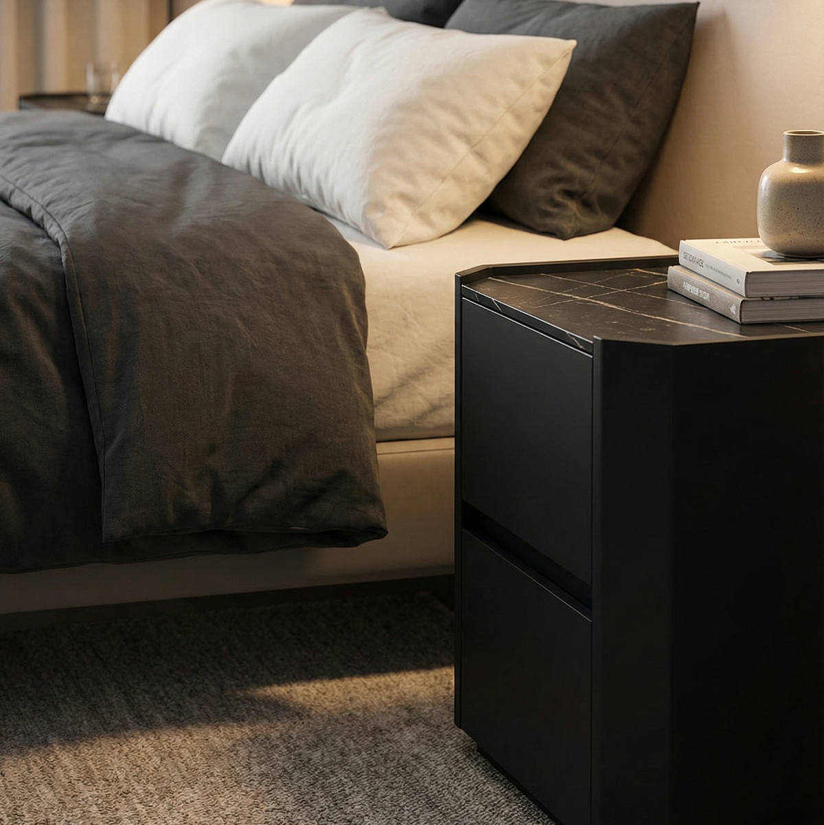 Bed Side Rtable Rfa Parker Bed Side Table - Premium Wooden Nightstand with Storage ...