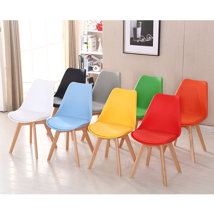 Tulip PU Padded Dining Chair with Wooden Legs