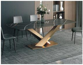 Robert X Dining Table 6 Seater (Black Top)