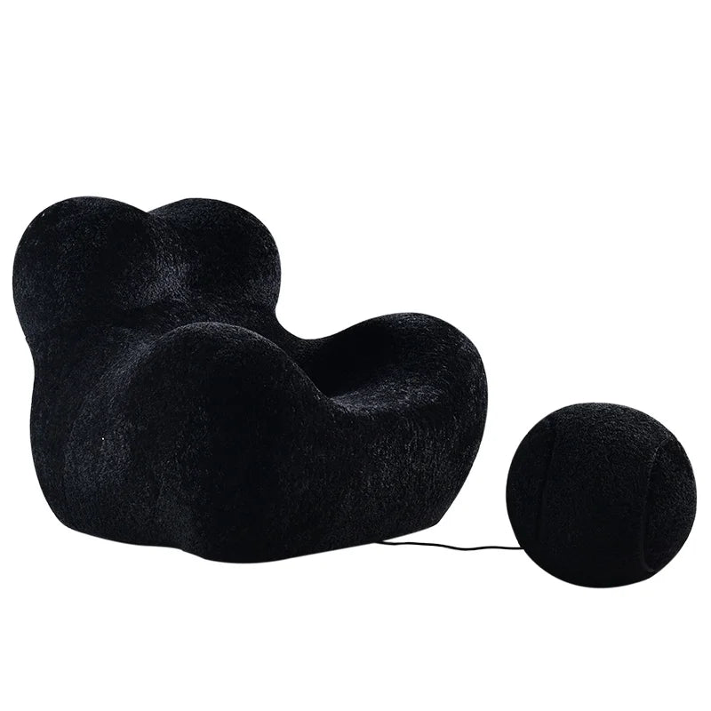 Bobby Boucle Fabric Comfy Lounge Chair with Ball Footrest