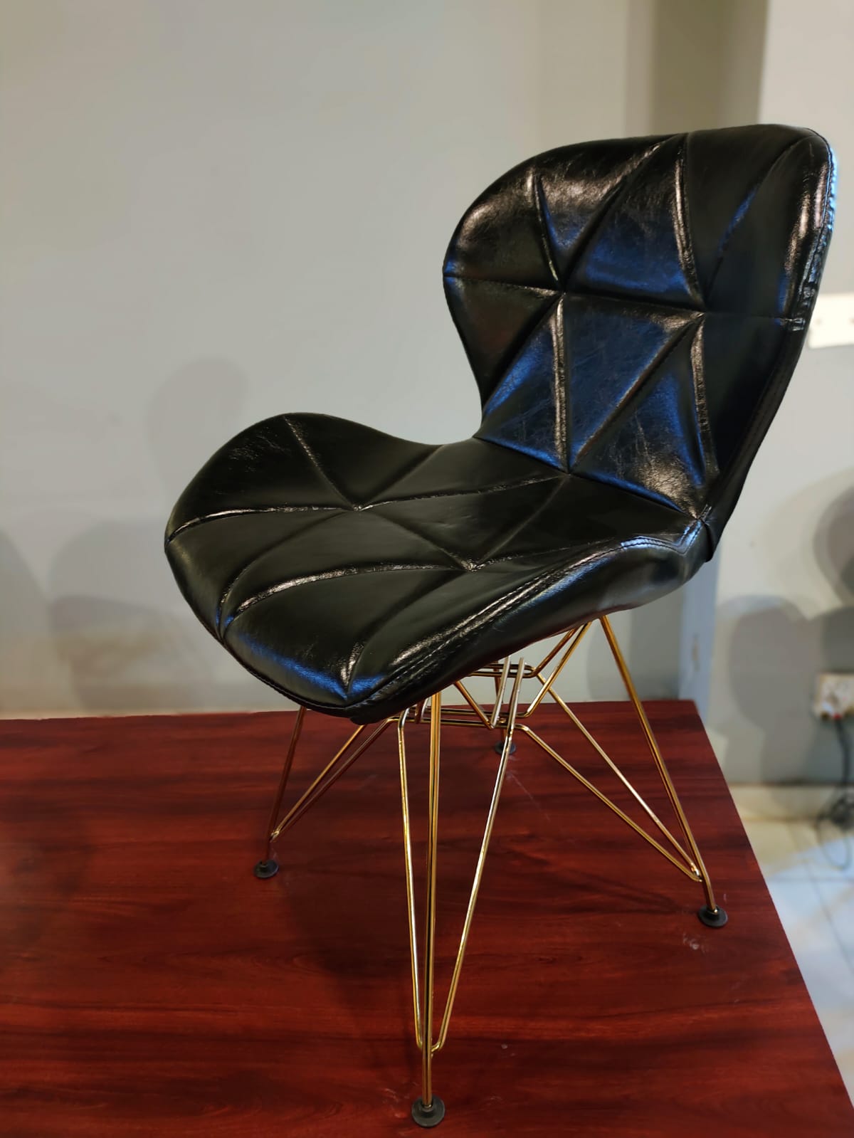 Butterfly Glossy PU Leather Gold Dining Chair