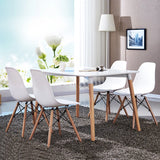 DWS 4 Chairs Rectangular Dining Table Set ( Black & White Chairs & White Table Top )