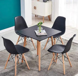 DWS 4 Chairs Square Dining Table Set ( White & Black Colour Chairs & White Table Top)