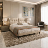 Titan Luxury Fabric Bed – Tufted Wingback Upholstered Bed