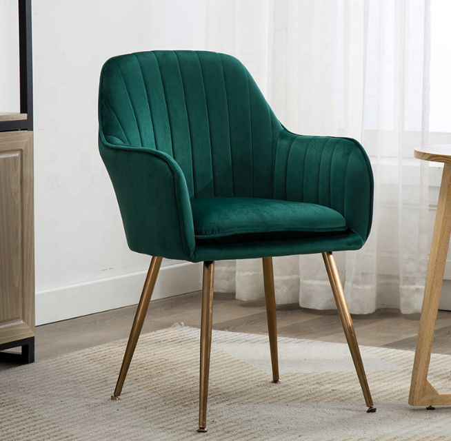 Kole Gold Velvet Armchair (Green)