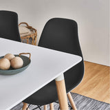 DWS 6 Chairs Rectangular Dining Table Set ( Black Chairs & White Table Top )