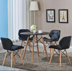Butterfly PU Leather Chair Dining Set ( Black Colour Chairs & Black Table Top)