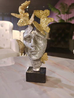 Gold Silver Butterfly Head Sculpture