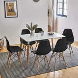 DWS 6 Chairs Rectangular Dining Table Set ( Black Chairs & White Table Top )