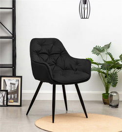 Colby Velvet Arm Chair  (Black), dining chairs