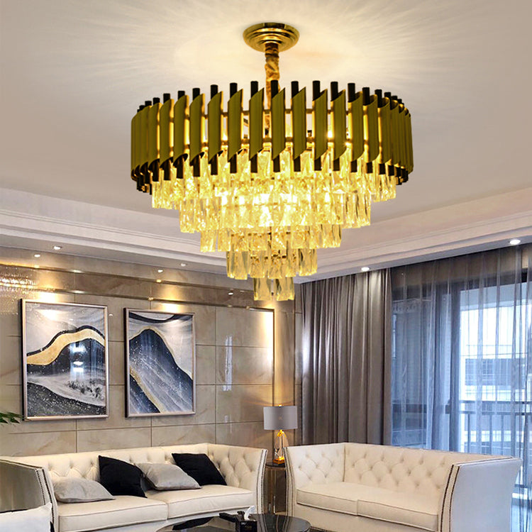 Luxury Crystal & Black  Chandelier - Diameter 32Inches / Luxury Warm Light