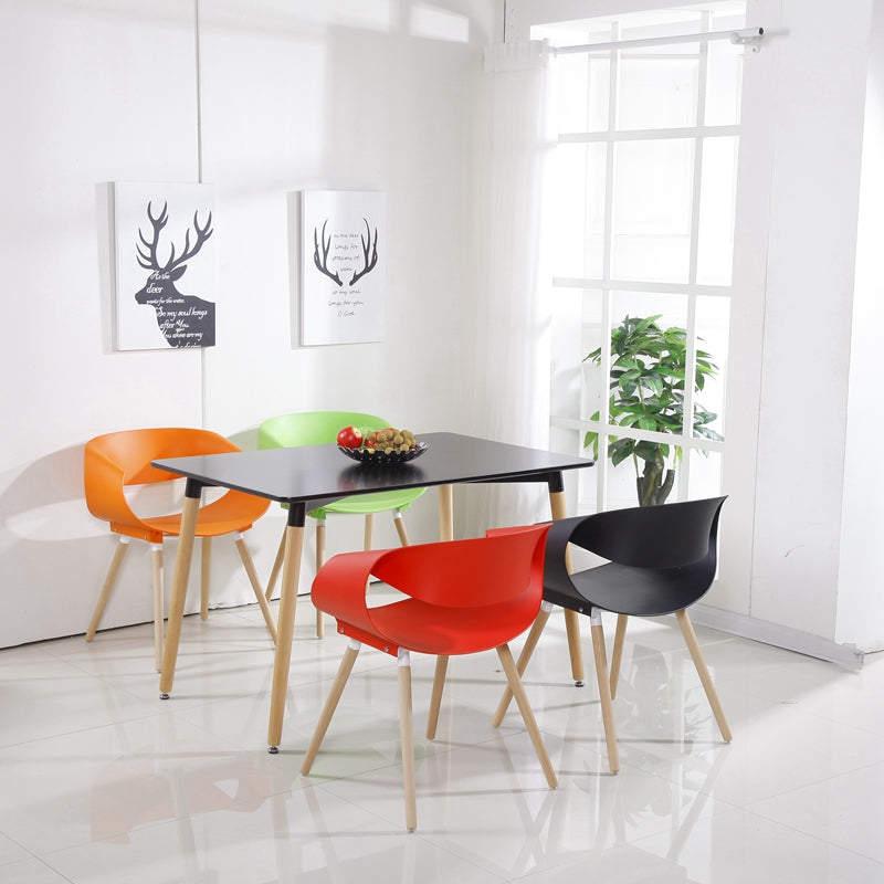 Stilvoll Dining Table Set ( Multi Colour Chairs & Black MDF Table Top)