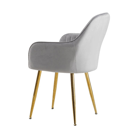 Kole Gold Velvet Armchair (Grey), dining chairs, wooden dining chairs