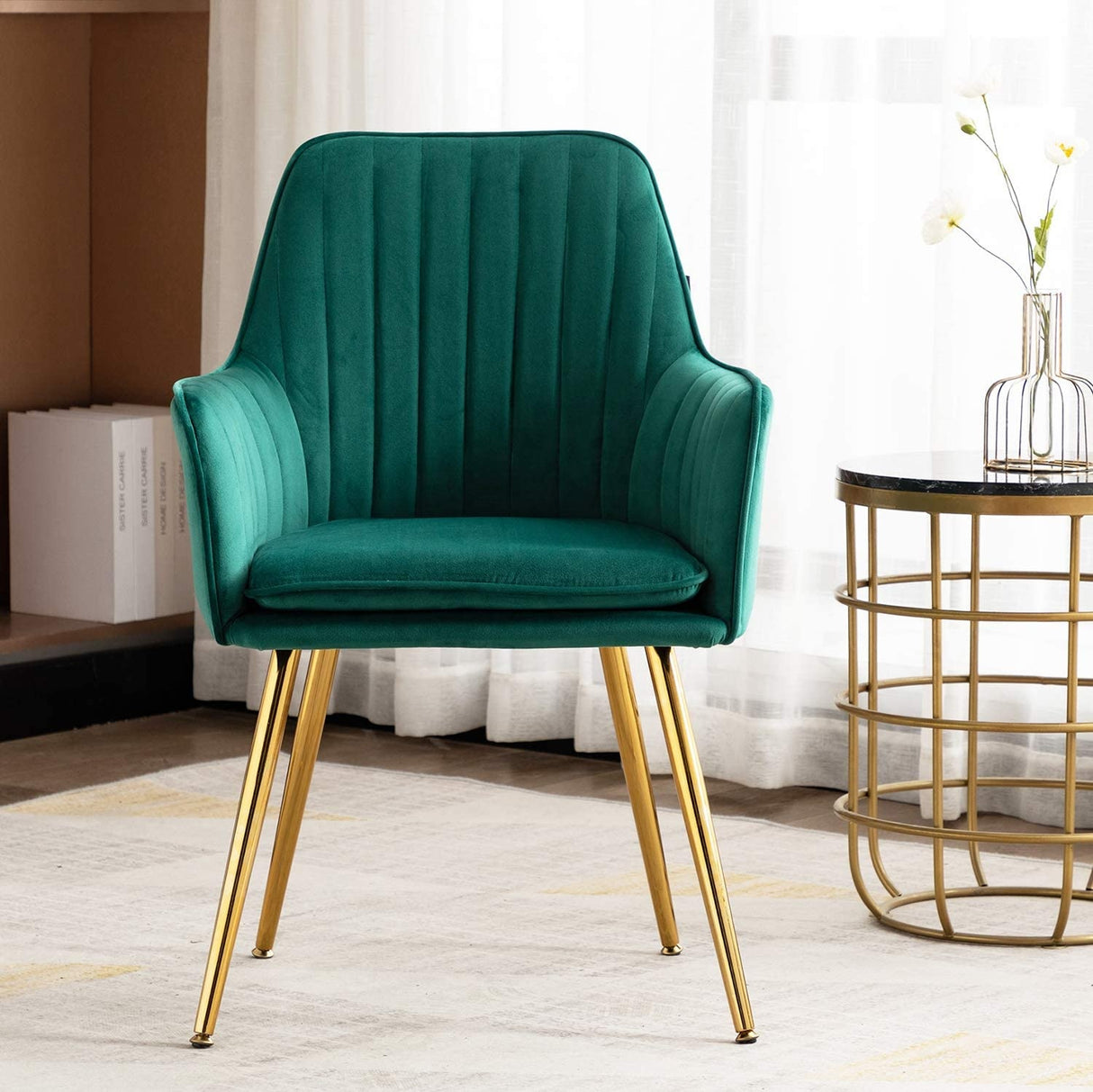 Kole Gold Velvet Armchair (Green)