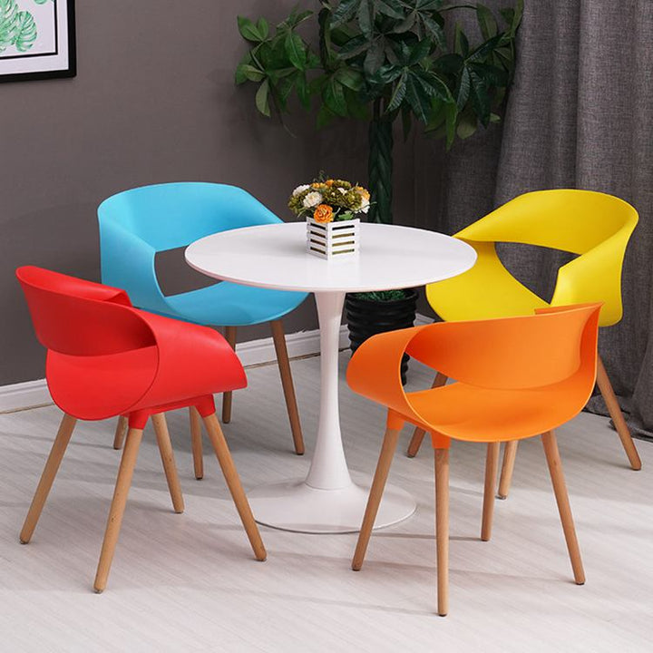 Stilvoll Dining Table Set ( Multi Colour Chairs & White Table)