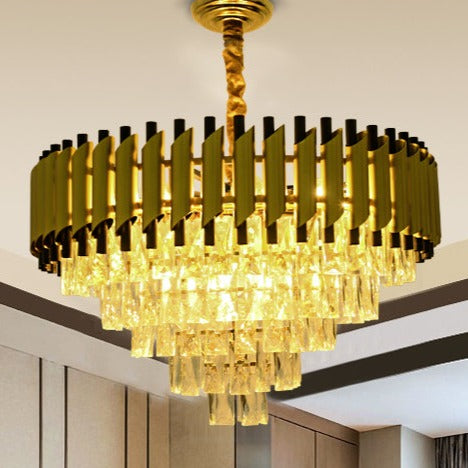 Luxury Crystal & Black  Chandelier - Diameter 32Inches / Luxury Warm Light