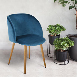 Mitzi Armchair with light Wood texture legs (Blue), modern dining chairs, dining room chairs