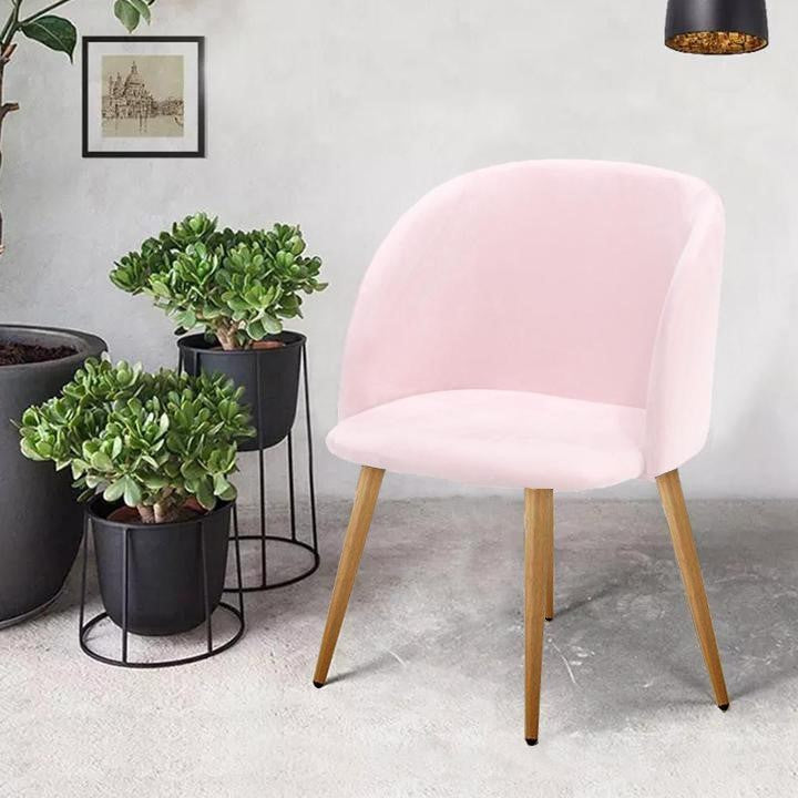 Mitzi Armchair with light Wood texture legs (Pink)