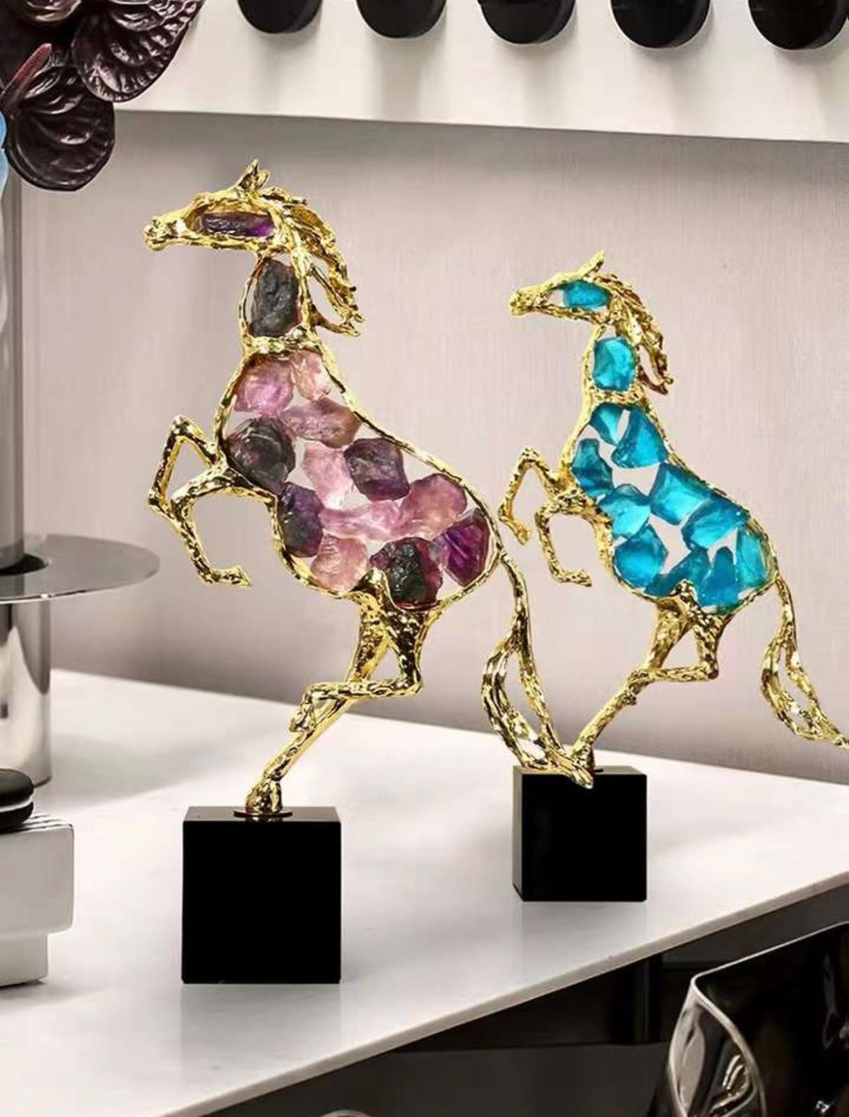 Blue and Purple Horse Decor