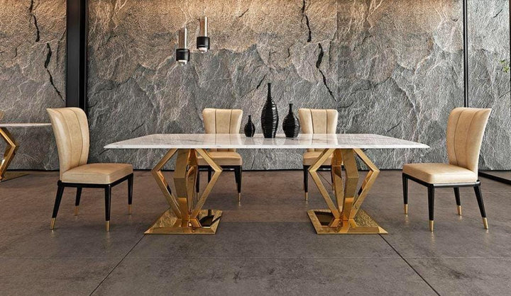 Aquila Gold Marble Dining Table