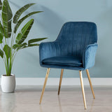 Kole Gold Velvet Armchair (Blue)