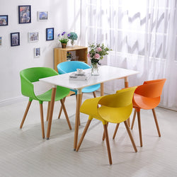 Stilvoll 4 Chairs Dining Table Set ( Multi Colour Chairs & White Table Top)