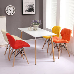Butterfly PU Leather Chair Dining Set ( Multi Colour Chairs & White Rectangular Table Top)