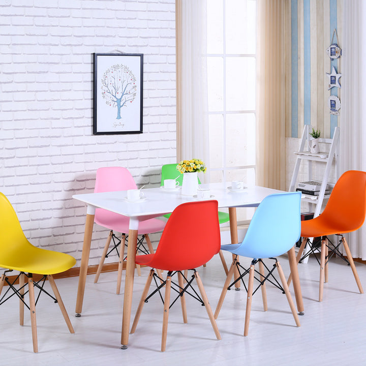 DWS 6 Chairs Rectangular Dining Table Set ( Multi Colour Chairs & White Table Top )