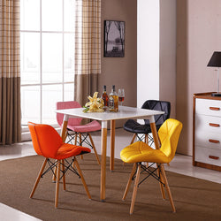 Butterfly PU Leather Chair Dining Set ( White Table Top & Multi Colour Chairs)