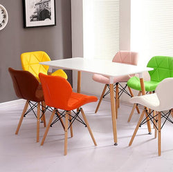 Butterfly PU Leather 6 Chair Dining Set ( Multi Colour Chairs & White Table Top)