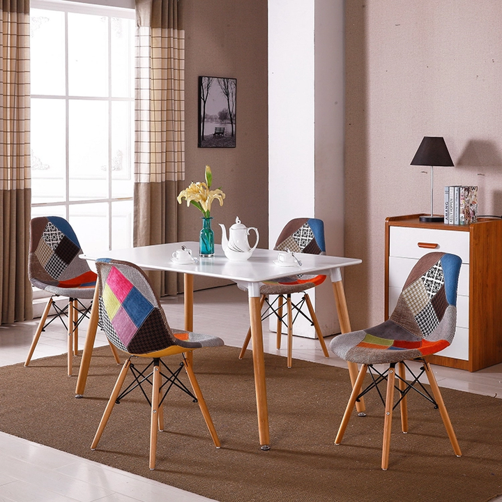 Farrago 4 Chair Dining Set ( Multi Colour Chairs & White Table Top)