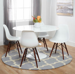 DWS 4 Chairs Round Dining Table Set ( White Colour Chairs & White Table Top)