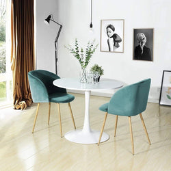 Mitzi Gold Dining Set ( C Green Colour Chairs & White Table)