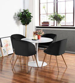 Mitzi Gold Armchair Dining Set ( Black Colour Chairs & White Table)