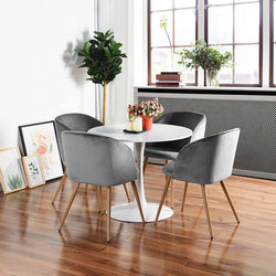Mitzi Gold Dining Set ( Grey Colour Chairs & White Table)