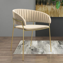 Linzy Gold Chair (Off-White)