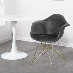 Ester Gold Velvet Chair (Grey)